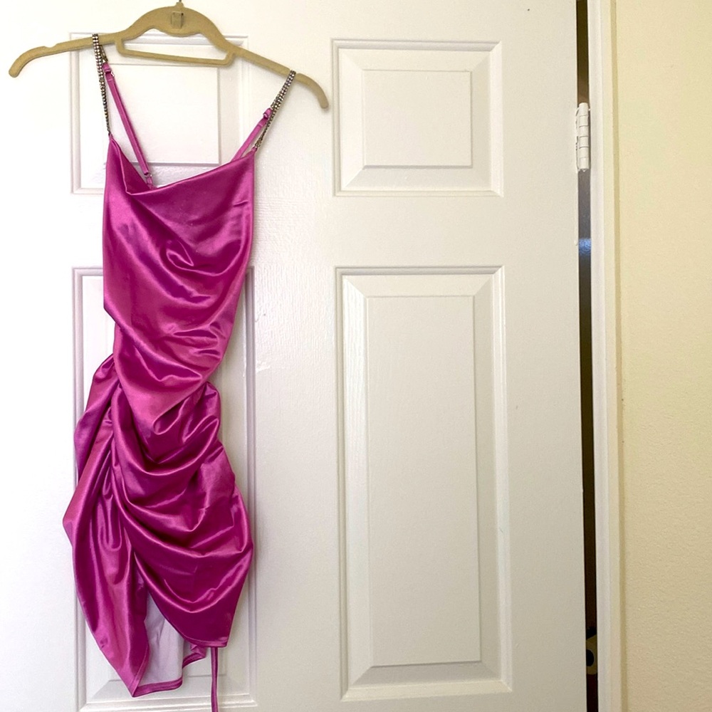 Horoscopez XS scrunch dress with sequin straps